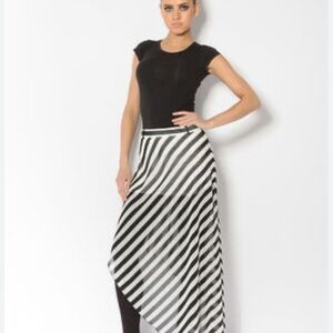 Waggon Paris Black and White Striped Women's Skirt